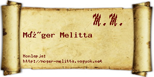 Móger Melitta névjegykártya